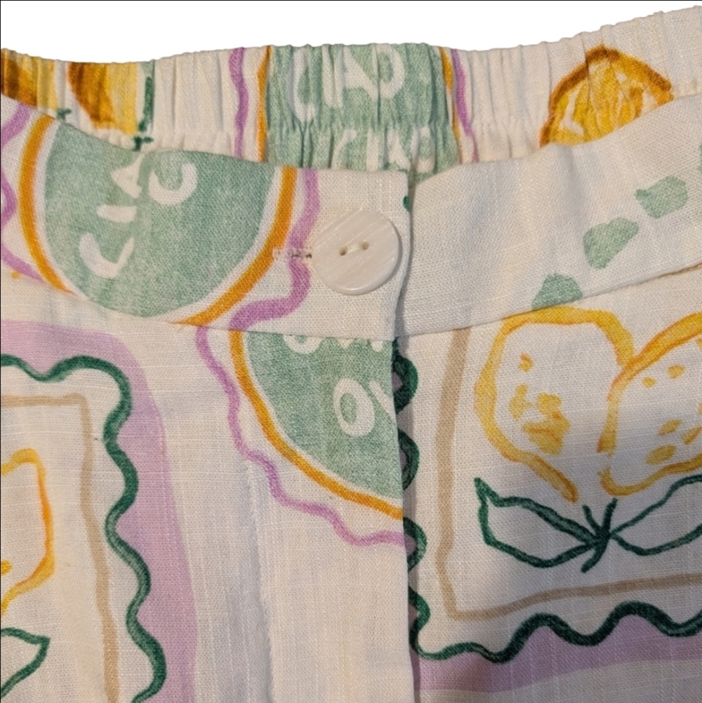 Paperheart Linen Set - La Dolce Vita Lemone print, top M shorts L - Picture 9 of 12